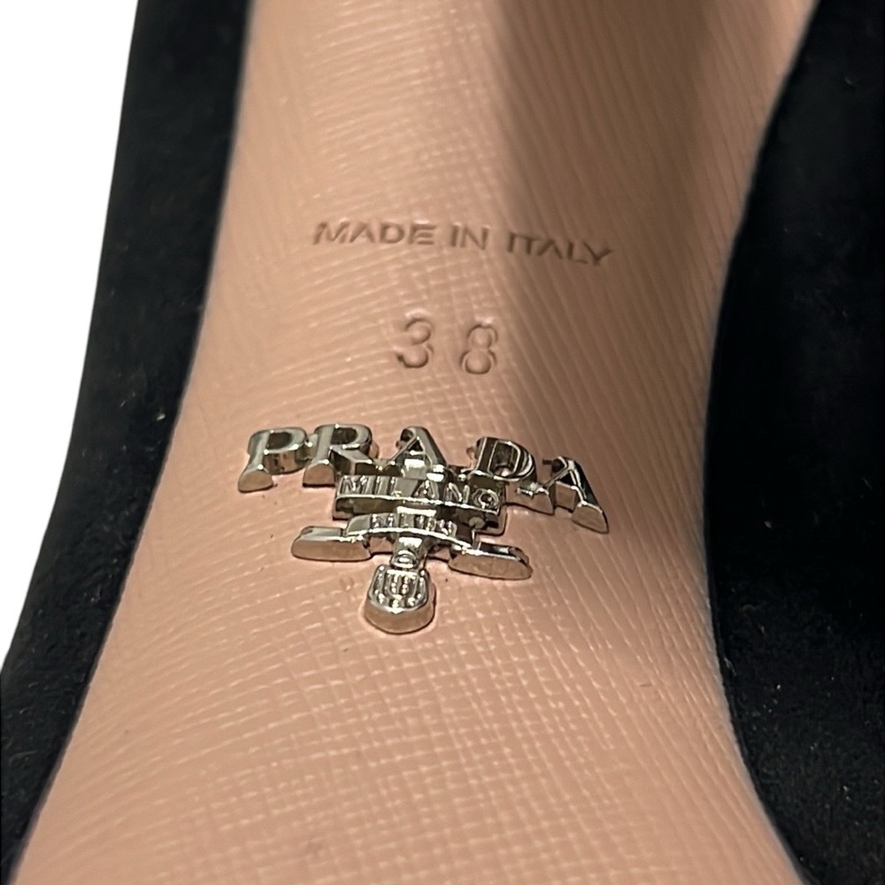Prada Black Suede Peep Toe Pumps Size 38 - Picture 10 of 10